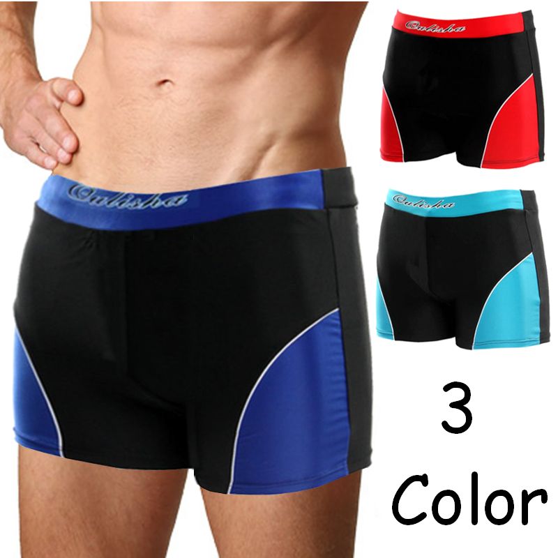 Summer Sports Swimming Underwear Men Sexy Flat Patchwork Low-waist Shorts Slim Fit Beach Board Shorts Trunks Swimwear Beachwear