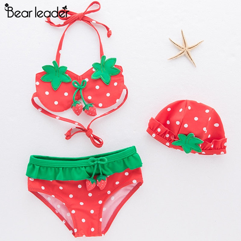 Bear Leader Grls Clothing Sert Strawberry Swimwear Bikini Kids Fashion Girl Toddler Swim Set Kids Swimsuit for Children Clothing