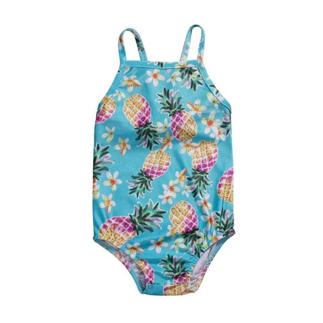 Baby Girl One Piece Swimwear Summer Toddler Kids Baby Dinosaur Print Beachwear Bathing Suit Spaghetti Strap Swimsuit